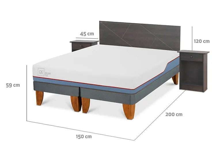JUEGO DE DORMITORIO CIC CAMA EUROPEA VILLARRICA EXCELLENCE PLUS BD 2 PLAZAS + SET GRIS - 3