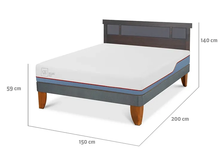 JUEGO DE DORMITORIO CIC CAMA EUROPEA DUBLIN EXCELLENCE PLUS BN 2 PLAZAS + RESPALDO GRIS - 3