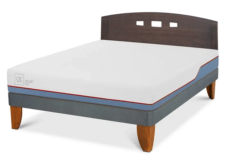 JUEGO DE DORMITORIO CIC CAMA EUROPEA EXCELLENCE PLUS BN 2 PLAZAS + RESPALDO GALES GRIS - 2