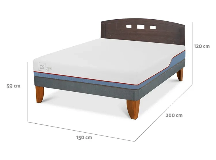 JUEGO DE DORMITORIO CIC CAMA EUROPEA EXCELLENCE PLUS BN 2 PLAZAS + RESPALDO GALES GRIS - 3