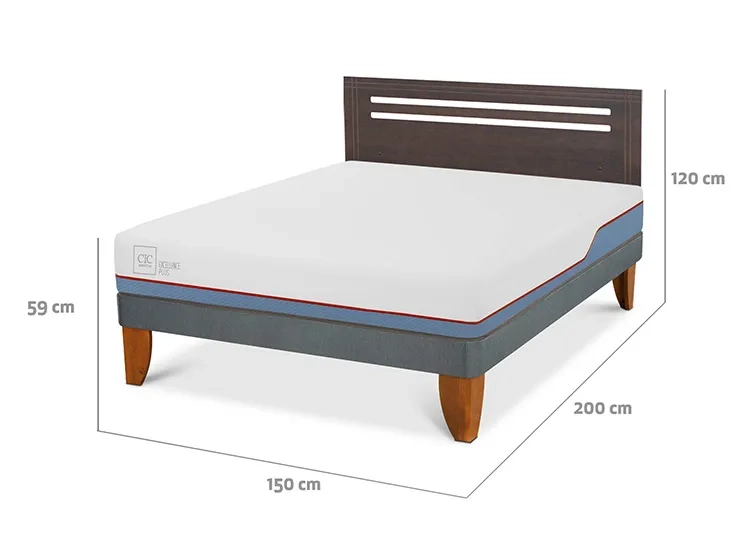 JUEGO DE DORMITORIO CIC CAMA EUROPEA EXCELLENCE PLUS BN 2 PLAZAS + RESPALDO MUNICH GRIS - 3