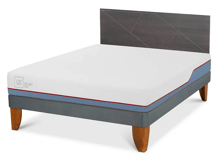 JUEGO DE DORMITORIO CIC CAMA EUROPEA EXCELLENCE PLUS BN 2 PLAZAS + RESPALDO VILLARRICA GRIS - 2