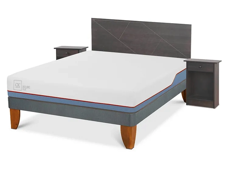 JUEGO DE DORMITORIO CIC CAMA EUROPEA EXCELLENCE PLUS BN 2 PLAZAS + SET VILLARRICA GRIS - 2