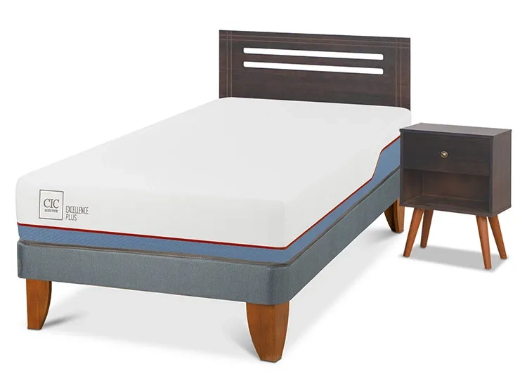 JUEGO DE DORMITORIO CIC CAMA EUROPEA MUNICH EXCELLENCE PLUS 1.5 PLAZAS + RESPALDO GRIS - 2