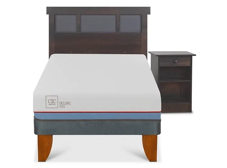 JUEGO DE DORMITORIO CIC CAMA EUROPEA DUBLIN EXCELLENCE PLUS 1.5 PLAZAS + SET GRIS - 1