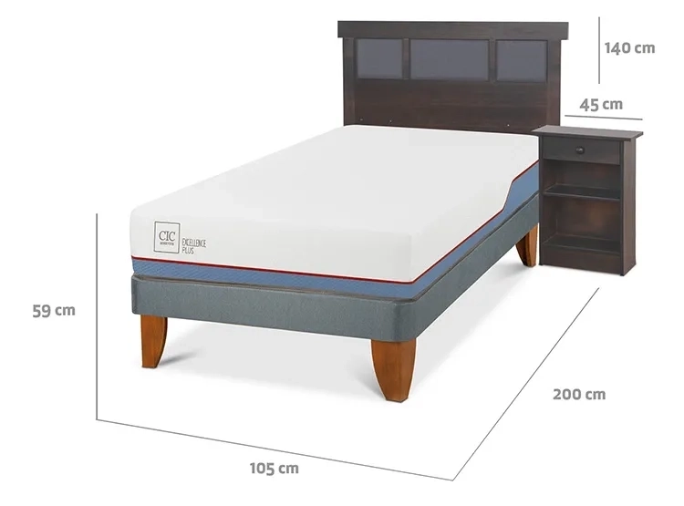 JUEGO DE DORMITORIO CIC CAMA EUROPEA DUBLIN EXCELLENCE PLUS 1.5 PLAZAS + SET GRIS - 3