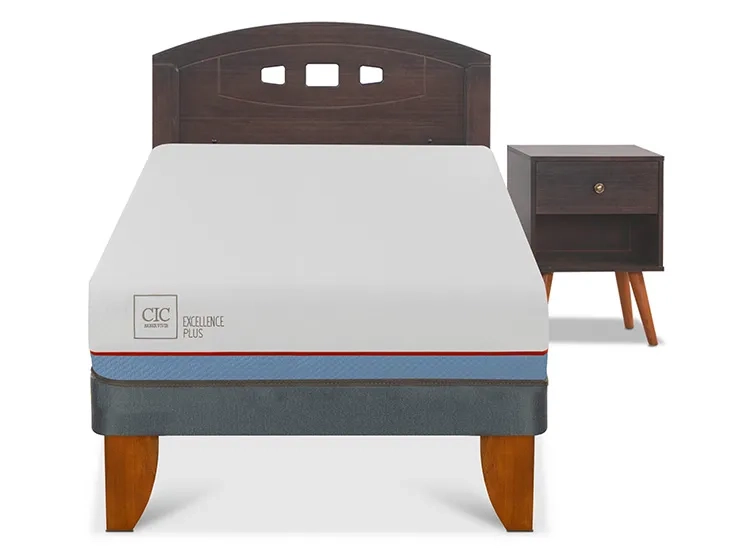 JUEGO DE DORMITORIO CIC CAMA EUROPEA GALES EXCELLENCE PLUS 1.5 PLAZAS + SET GRIS - 1
