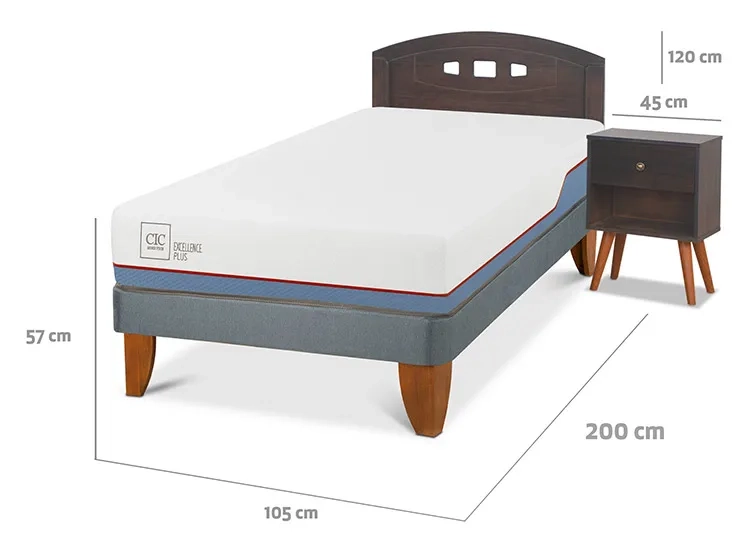 JUEGO DE DORMITORIO CIC CAMA EUROPEA GALES EXCELLENCE PLUS 1.5 PLAZAS + SET GRIS - 3