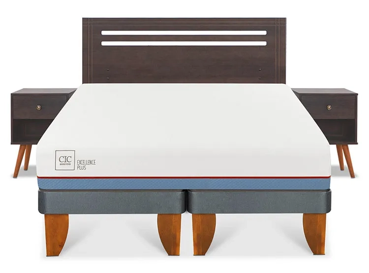 JUEGO DE DORMITORIO CIC CAMA EUROPEA MUNICH EXCELLENCE PLUS BD 2 PLAZAS + SET GRIS - 1