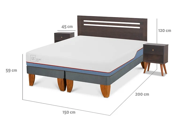 JUEGO DE DORMITORIO CIC CAMA EUROPEA MUNICH EXCELLENCE PLUS BD 2 PLAZAS + SET GRIS - 3
