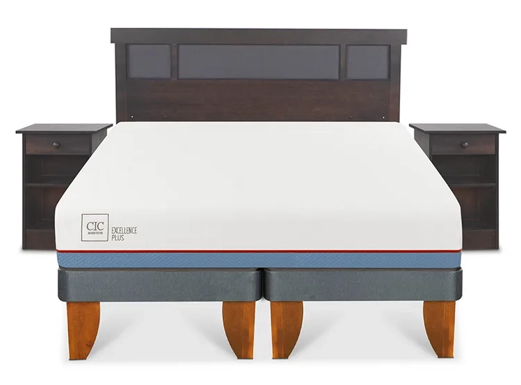 JUEGO DE DORMITORIO CIC CAMA EUROPEA DUBLIN EXCELLENCE PLUS BD 2 PLAZAS + SET GRIS - 1