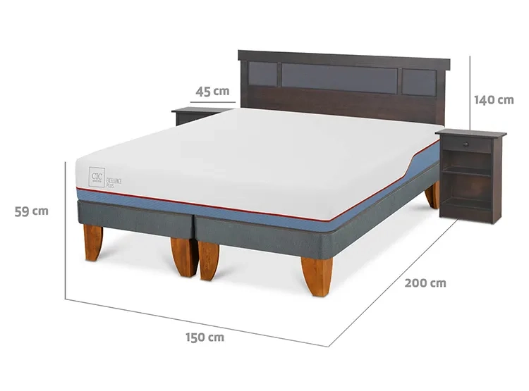 JUEGO DE DORMITORIO CIC CAMA EUROPEA DUBLIN EXCELLENCE PLUS BD 2 PLAZAS + SET GRIS - 3