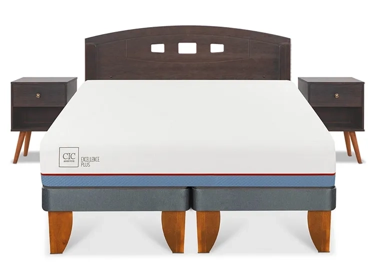 JUEGO DE DORMITORIO CIC CAMA EUROPEA GALES EXCELLENCE PLUS BD 2 PLAZAS + SET GRIS - 1