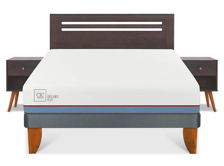 JUEGO DE DORMITORIO CIC CAMA EUROPEA MUNICH EXCELLENCE PLUS BN 2 PLAZAS + SET GRIS - 1