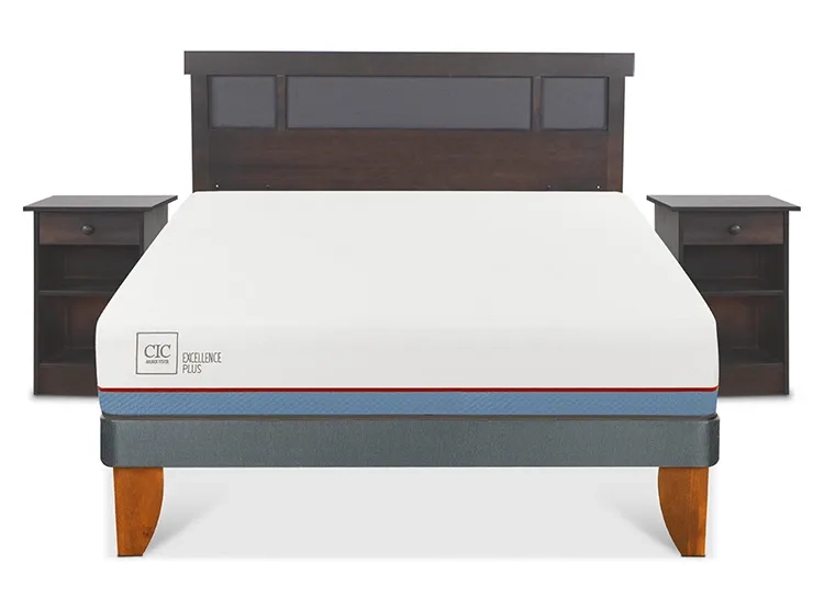 JUEGO DE DORMITORIO CIC CAMA EUROPEA DUBLIN EXCELLENCE PLUS BN 2 PLAZAS + SET GRIS - 1