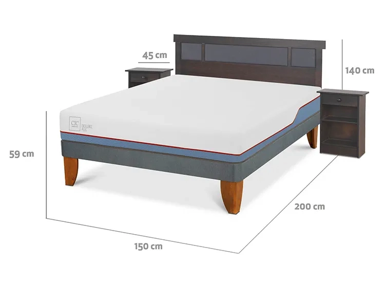 JUEGO DE DORMITORIO CIC CAMA EUROPEA DUBLIN EXCELLENCE PLUS BN 2 PLAZAS + SET GRIS - 3