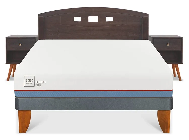 JUEGO DE DORMITORIO CIC CAMA EUROPEA GALES EXCELLENCE PLUS BN 2 PLAZAS + SET GRIS - 1