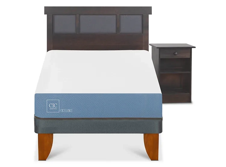 JUEGO DE DORMITORIO CIC CAMA EUROPEA DUBLIN EXCELLENCE 1.5 PLAZAS + SET GRIS - 1