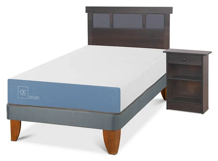 JUEGO DE DORMITORIO CIC CAMA EUROPEA DUBLIN EXCELLENCE 1.5 PLAZAS + SET GRIS - 2