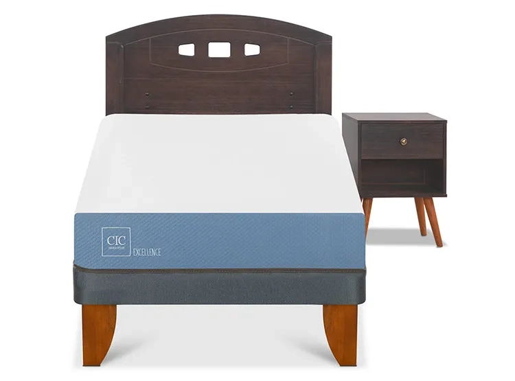 JUEGO DE DORMITORIO CIC CAMA EUROPEA GALES EXCELLENCE 1.5 PLAZAS + SET GRIS - 1