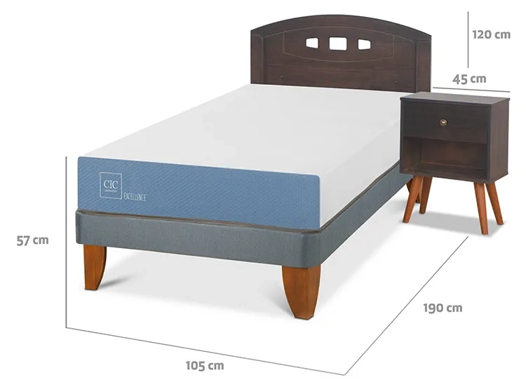 JUEGO DE DORMITORIO CIC CAMA EUROPEA GALES EXCELLENCE 1.5 PLAZAS + SET GRIS - 3