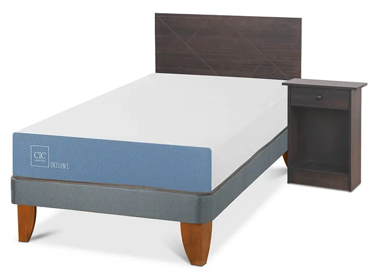 JUEGO DE DORMITORIO CIC CAMA EUROPEA VILLARRICA EXCELLENCE 1.5 PLAZAS + SET GRIS - 2