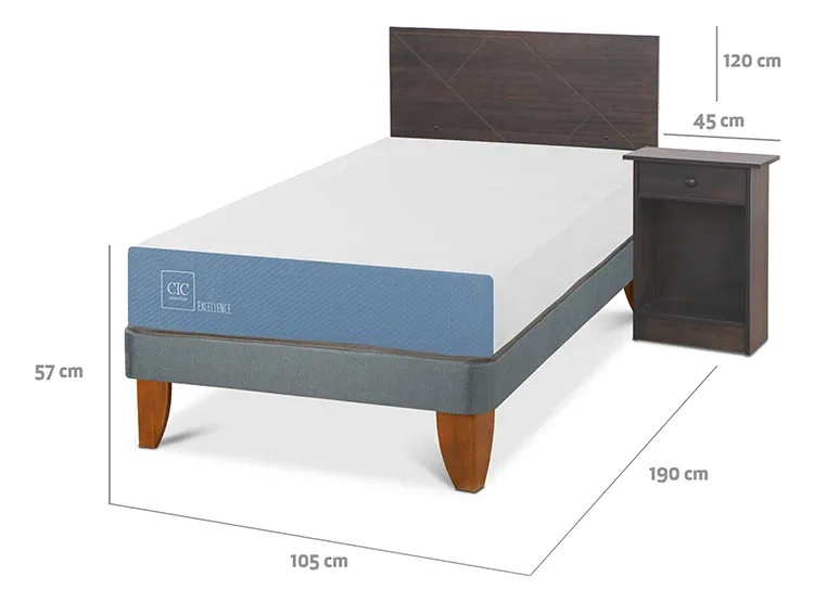 JUEGO DE DORMITORIO CIC CAMA EUROPEA VILLARRICA EXCELLENCE 1.5 PLAZAS + SET GRIS - 3
