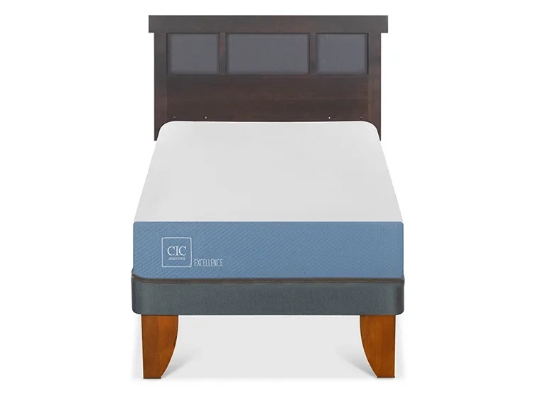 JUEGO DE DORMITORIO CIC CAMA EUROPEA DUBLIN EXCELLENCE 1 PLAZA + RESPALDO GRIS - 1