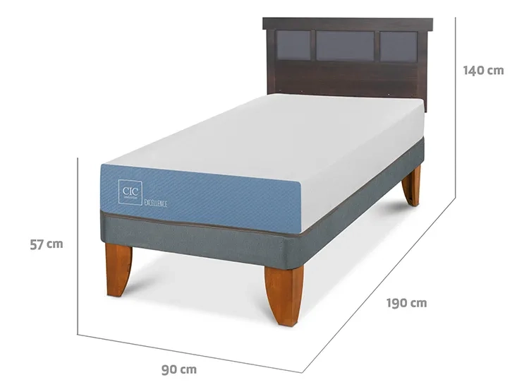 JUEGO DE DORMITORIO CIC CAMA EUROPEA DUBLIN EXCELLENCE 1 PLAZA + RESPALDO GRIS - 3