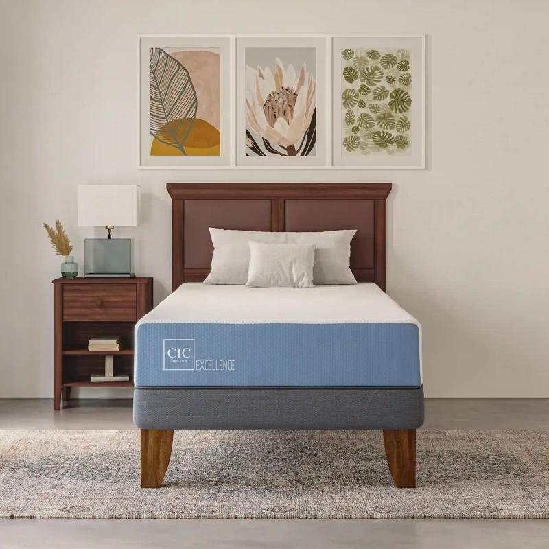 JUEGO DE DORMITORIO CIC CAMA EUROPEA DUBLIN EXCELLENCE 1 PLAZA + RESPALDO GRIS - 9