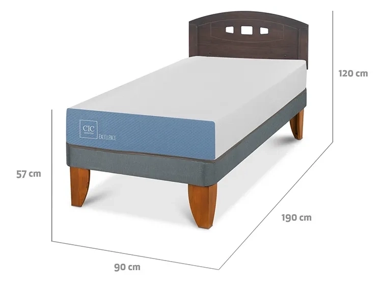 JUEGO DE DORMITORIO CIC CAMA EUROPEA GALES EXCELLENCE 1 PLAZA + RESPALDO GRIS - 3