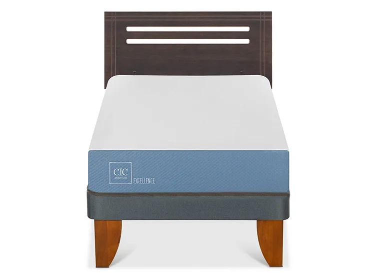 JUEGO DE DORMITORIO CIC CAMA EUROPEA MUNICH EXCELLENCE 1 PLAZA + RESPALDO GRIS - 1