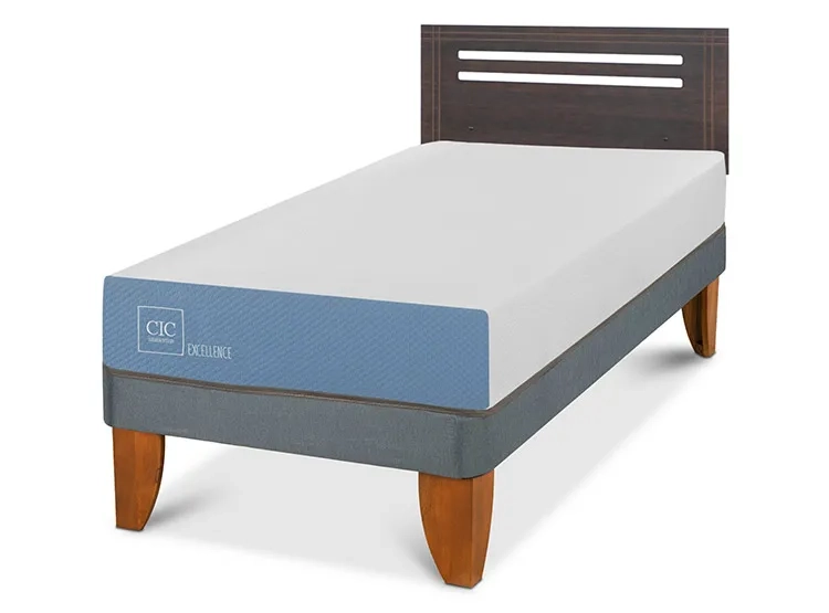 JUEGO DE DORMITORIO CIC CAMA EUROPEA MUNICH EXCELLENCE 1 PLAZA + RESPALDO GRIS - 2