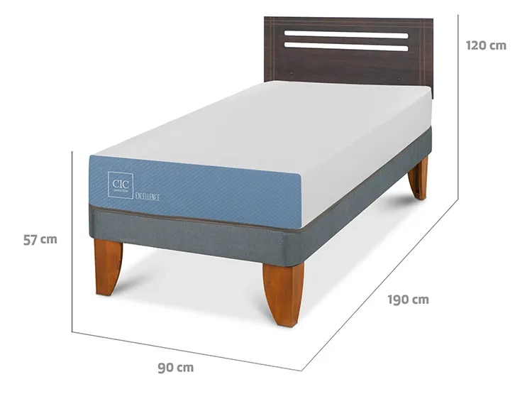 JUEGO DE DORMITORIO CIC CAMA EUROPEA MUNICH EXCELLENCE 1 PLAZA + RESPALDO GRIS - 3