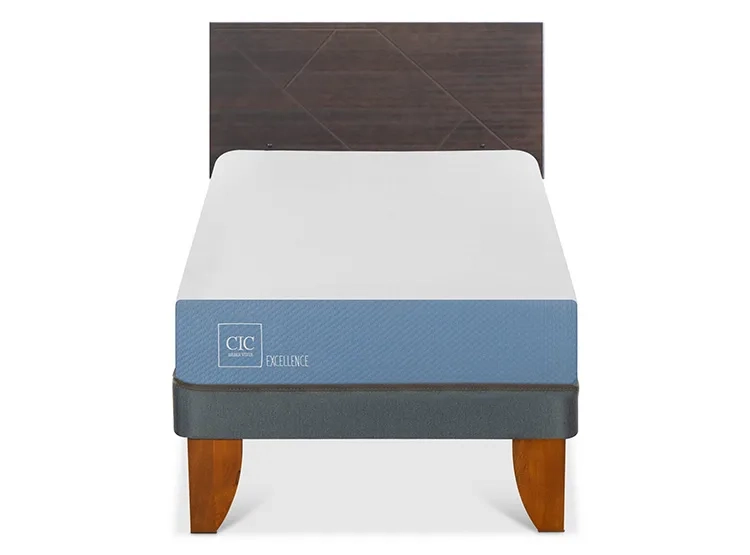 JUEGO DE DORMITORIO CIC CAMA EUROPEA VILLARRICA EXCELLENCE 1 PLAZA + RESPALDO GRIS - 1
