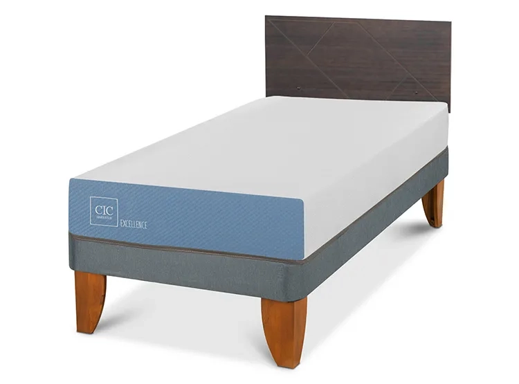 JUEGO DE DORMITORIO CIC CAMA EUROPEA VILLARRICA EXCELLENCE 1 PLAZA + RESPALDO GRIS - 2