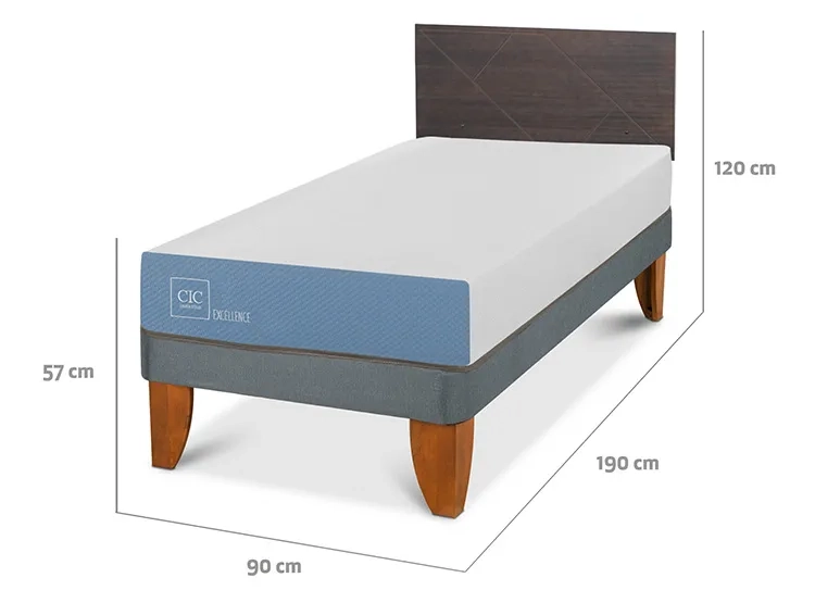 JUEGO DE DORMITORIO CIC CAMA EUROPEA VILLARRICA EXCELLENCE 1 PLAZA + RESPALDO GRIS - 3
