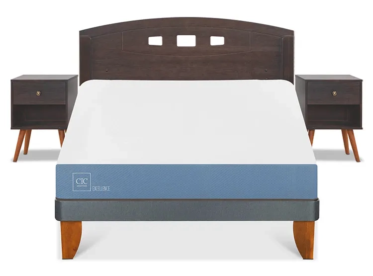 JUEGO DE DORMITORIO CIC CAMA EUROPEA GALES EXCELLENCE BN 2 PLAZAS + SET GRIS - 1