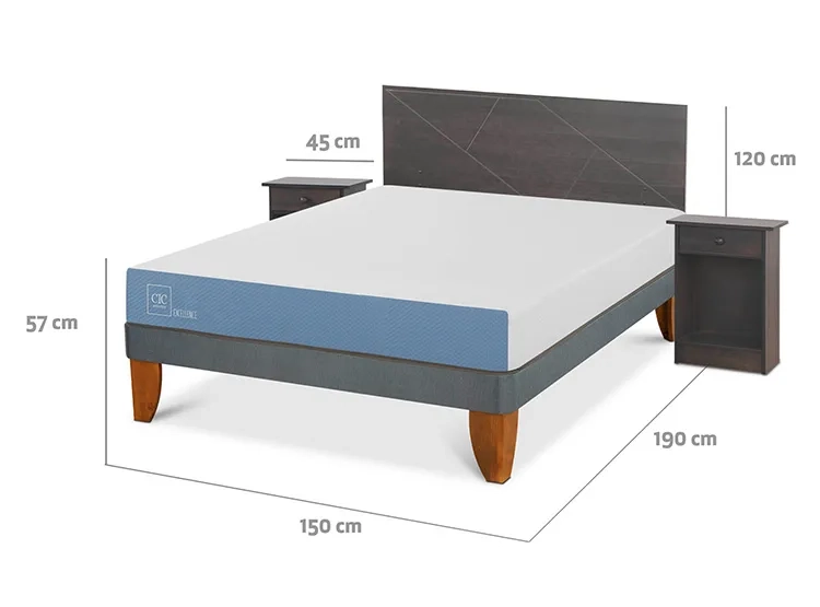 JUEGO DE DORMITORIO CIC CAMA EUROPEA VILLARRICA EXCELLENCE BN 2 PLAZAS + SET GRIS - 3