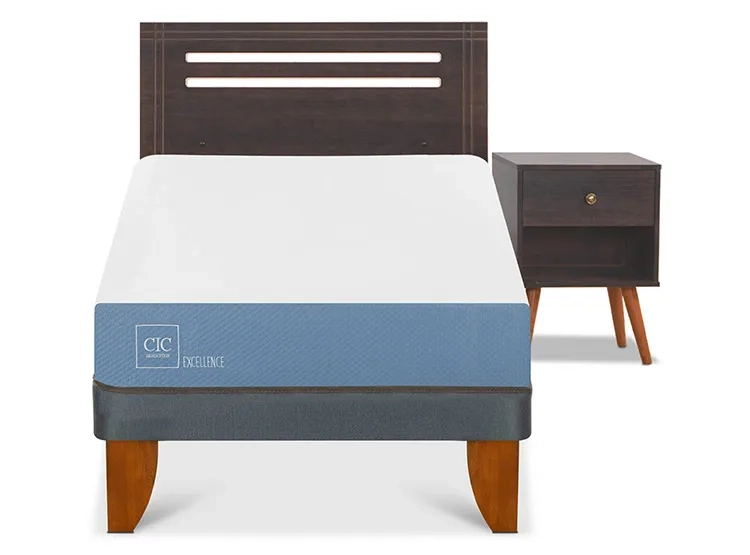JUEGO DE DORMITORIO CIC CAMA EUROPEA MUNICH EXCELLENCE 1.5 PLAZAS + SET GRIS - 1