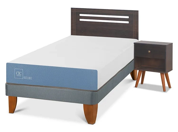 JUEGO DE DORMITORIO CIC CAMA EUROPEA MUNICH EXCELLENCE 1.5 PLAZAS + SET GRIS - 2