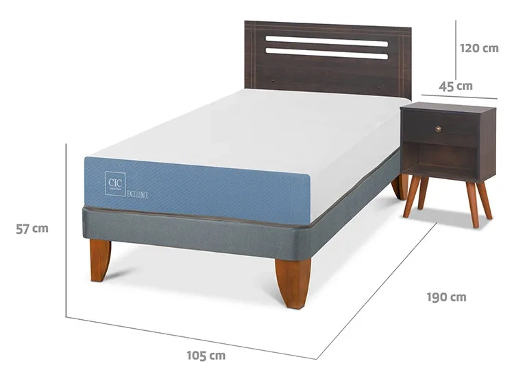 JUEGO DE DORMITORIO CIC CAMA EUROPEA MUNICH EXCELLENCE 1.5 PLAZAS + SET GRIS - 3