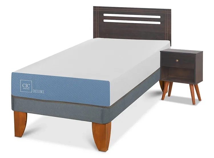 JUEGO DE DORMITORIO CIC CAMA EUROPEA MUNICH EXCELLENCE 1 PLAZA + SET GRIS - 2