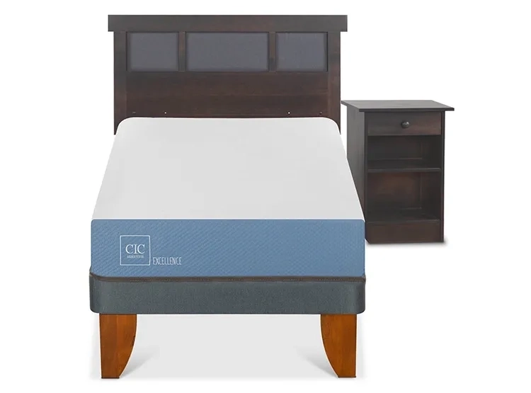 JUEGO DE DORMITORIO CIC CAMA EUROPEA DUBLIN EXCELLENCE 1 PLAZA + SET GRIS - 1