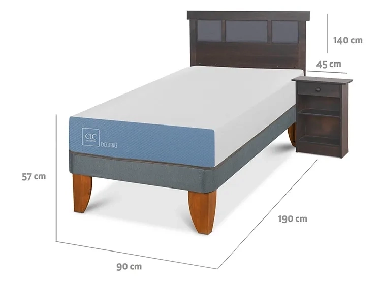 JUEGO DE DORMITORIO CIC CAMA EUROPEA DUBLIN EXCELLENCE 1 PLAZA + SET GRIS - 3