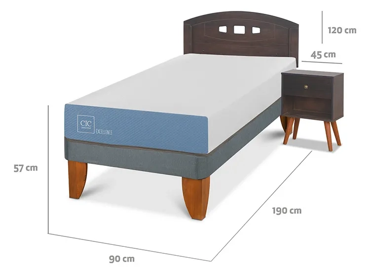 JUEGO DE DORMITORIO CIC CAMA EUROPEA GALES EXCELLENCE 1 PLAZA + SET GRIS - 3