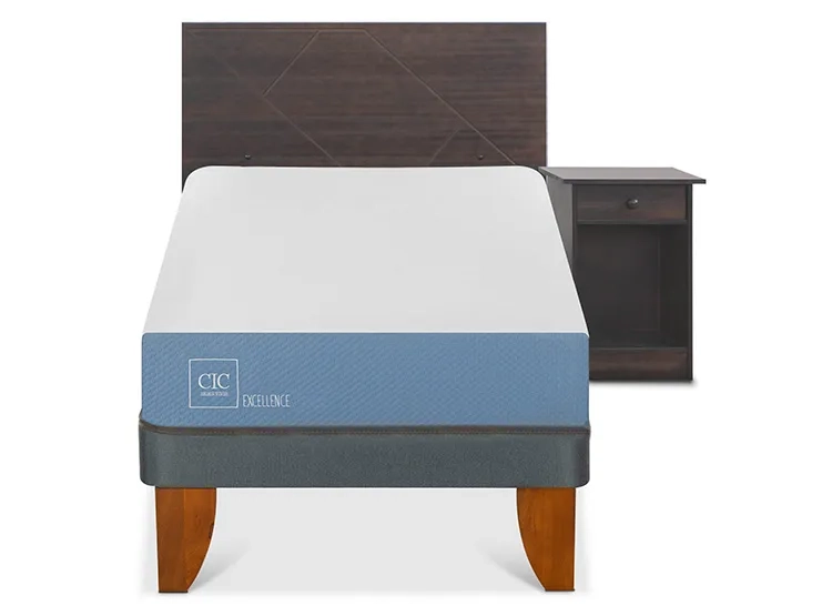 JUEGO DE DORMITORIO CIC CAMA EUROPEA VILLARRICA EXCELLENCE 1 PLAZA + SET GRIS - 1