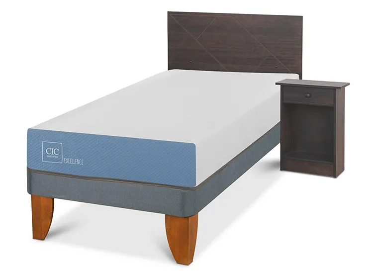 JUEGO DE DORMITORIO CIC CAMA EUROPEA VILLARRICA EXCELLENCE 1 PLAZA + SET GRIS - 2