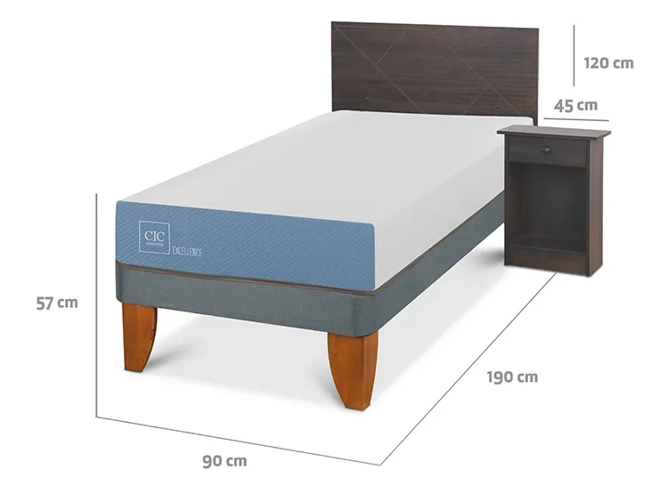 JUEGO DE DORMITORIO CIC CAMA EUROPEA VILLARRICA EXCELLENCE 1 PLAZA + SET GRIS - 3
