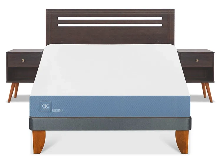JUEGO DE DORMITORIO CIC CAMA EUROPEA MUNICH EXCELLENCE BN 2 PLAZAS + SET GRIS - 1